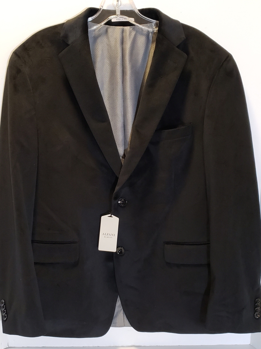 Alfani Men's Black Velvet 2-Button Sport Coat Men's 42S (short) NWT